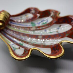 Herend Red Dynasty Siang Rouge Godollo Scalloped Shell Dish - Gorgeous